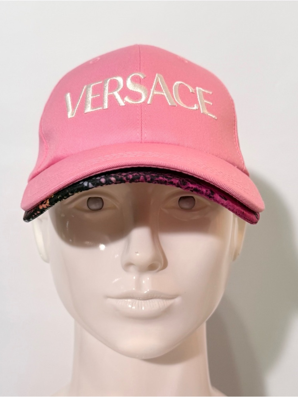 Versace Pink Multicolored Logo- Embroidered Baseball Cap| Size 59| L